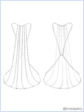 Faux Pearl Body Chain Draped Back Necklace Bridal Jewelry